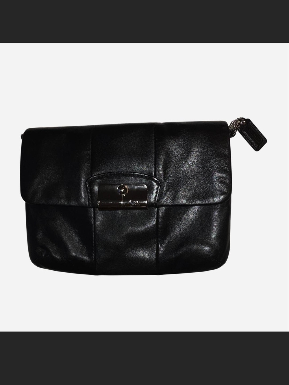 Coach Kristin Soft black leather crossbody with magnetic closure.